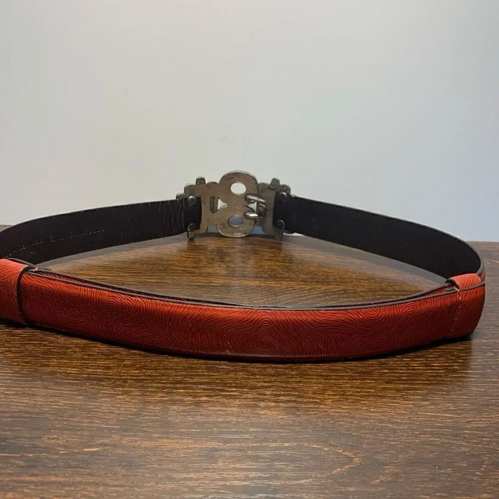 Chicos, leather silver jeweled slide fit belt size small/medium ￼